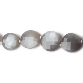 10-14.5mm Platinum Grey Moonstone faceted coin beads 16 inch 35 pieces AA Grade