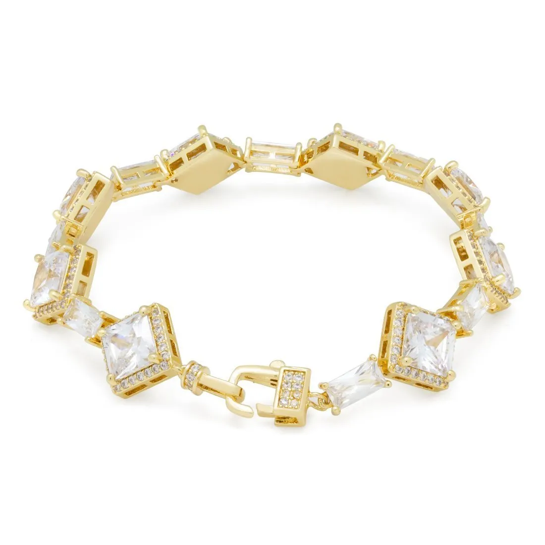 14mm Clustered Princess-Cut Tennis Bracelet