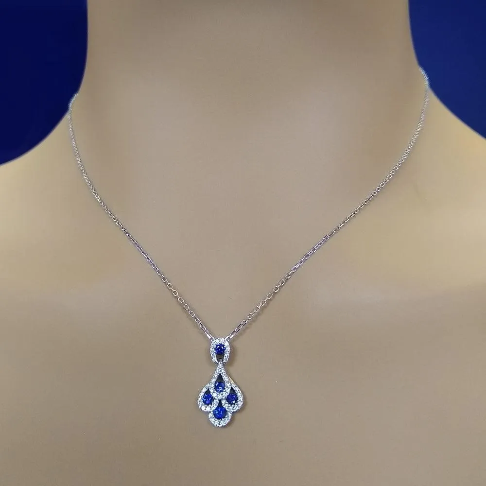 18ct White Gold Sapphire & Diamond Peacock Pendant