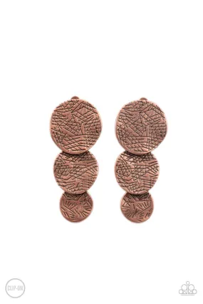 Ancient Antiquity Copper Clip-On Earrings - Paparazzi Accessories