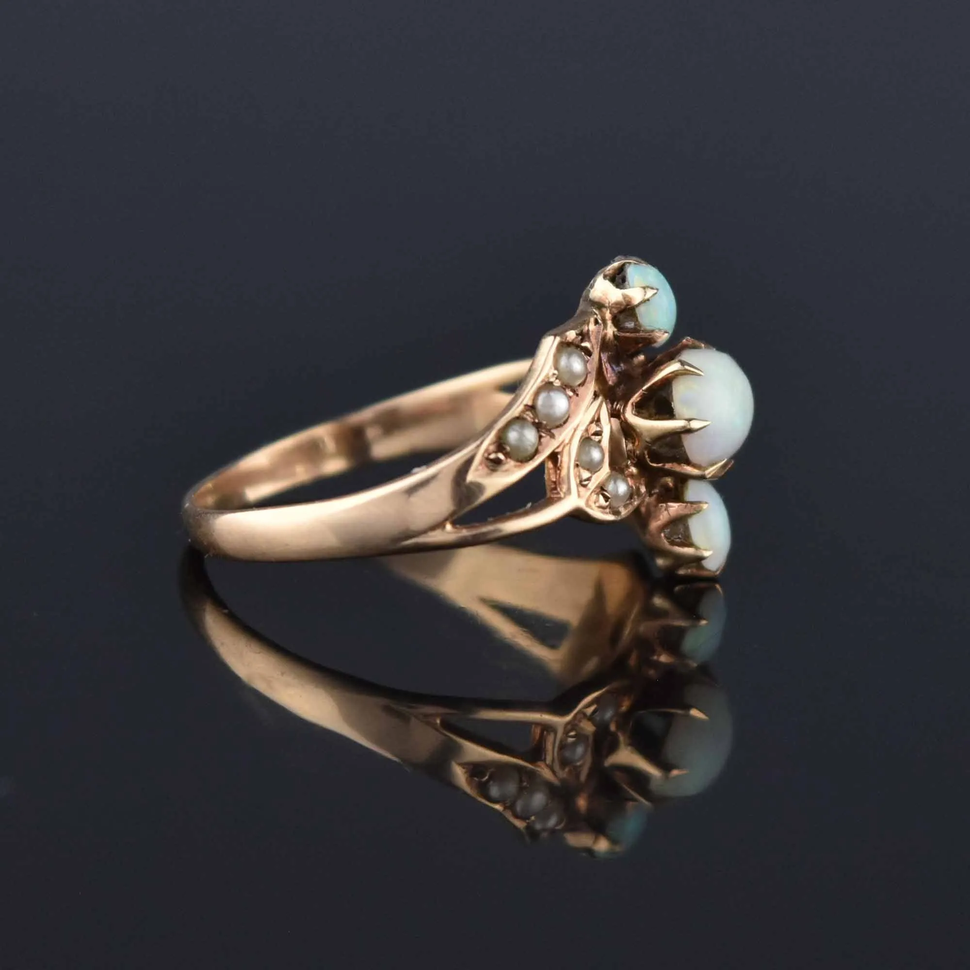 Antique Victorian Opal Seed Pearl Ring