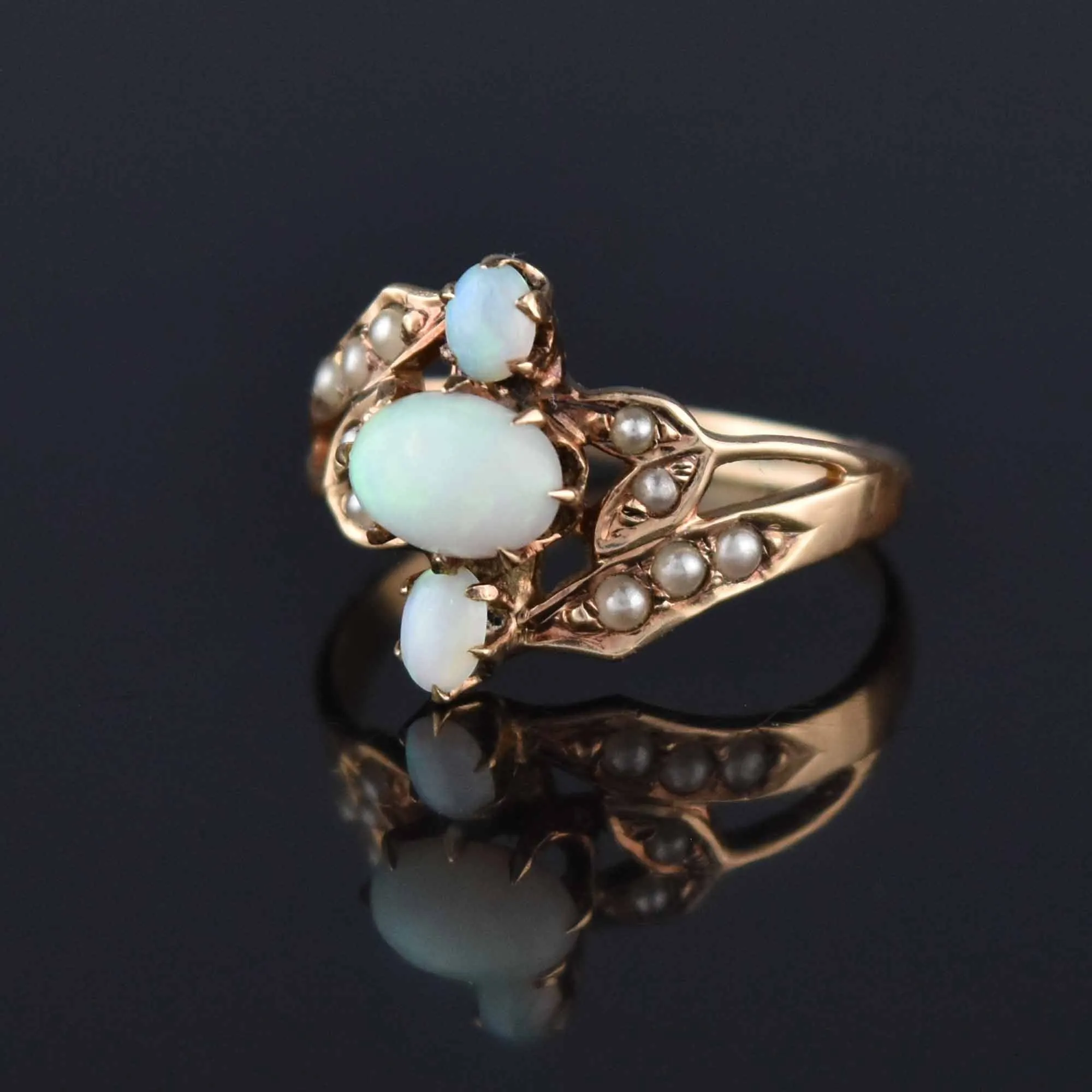 Antique Victorian Opal Seed Pearl Ring