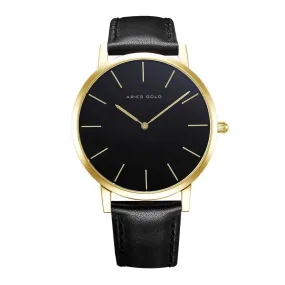 ARIES GOLD URBAN SANTOS G 1022 G-BK BLACK LEATHER STRAP MEN'S WATCH