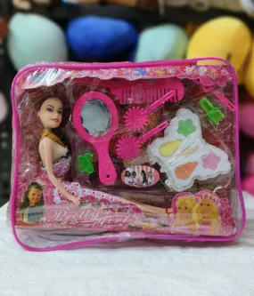 Beautiful Barbie Doll with Makeup Kit for toddlers playing