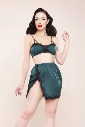 Bettie Page Satin & Lace Bralette & Slip Skirt