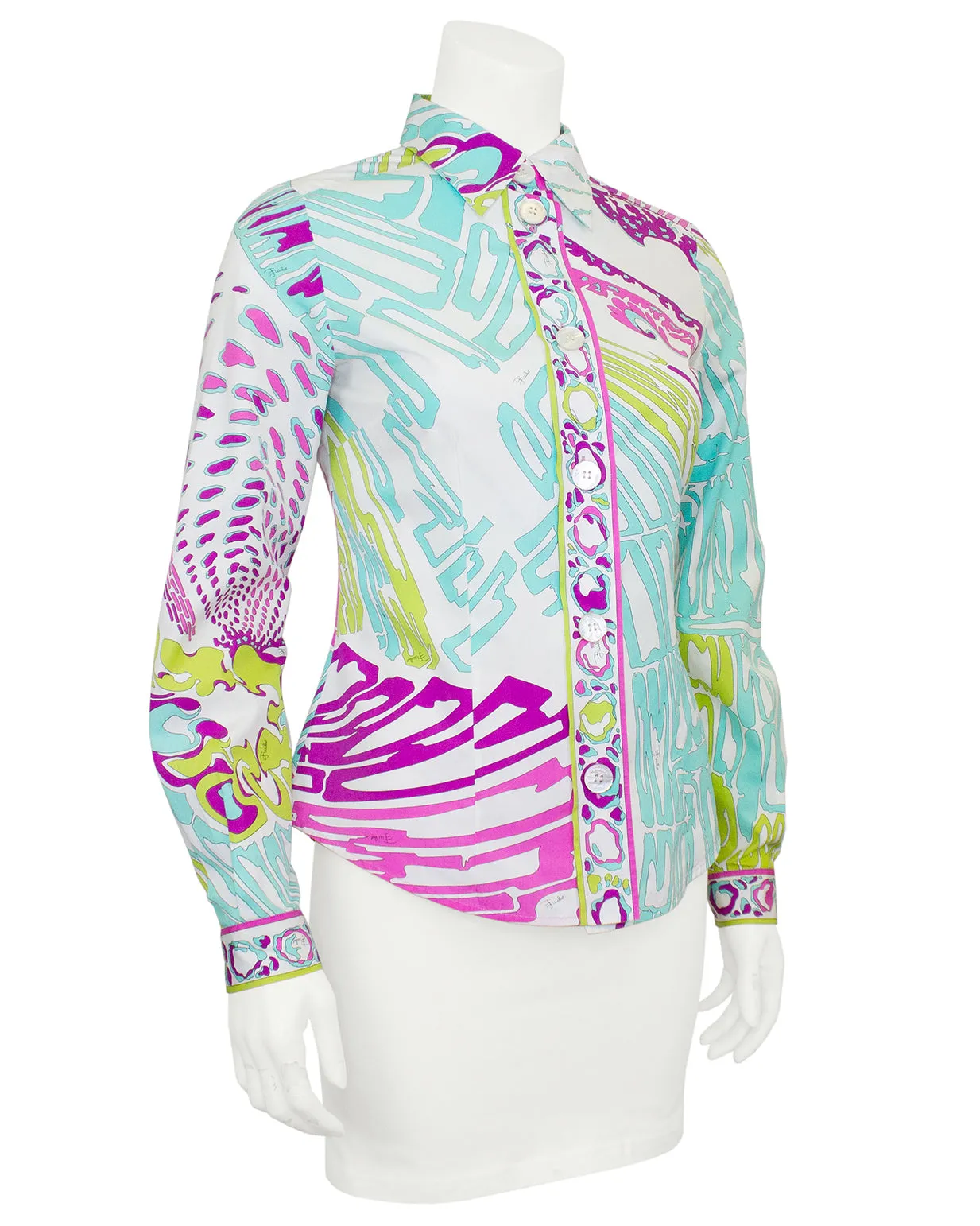 Blue, Green, Pink & Purple Cotton Printed Shirt