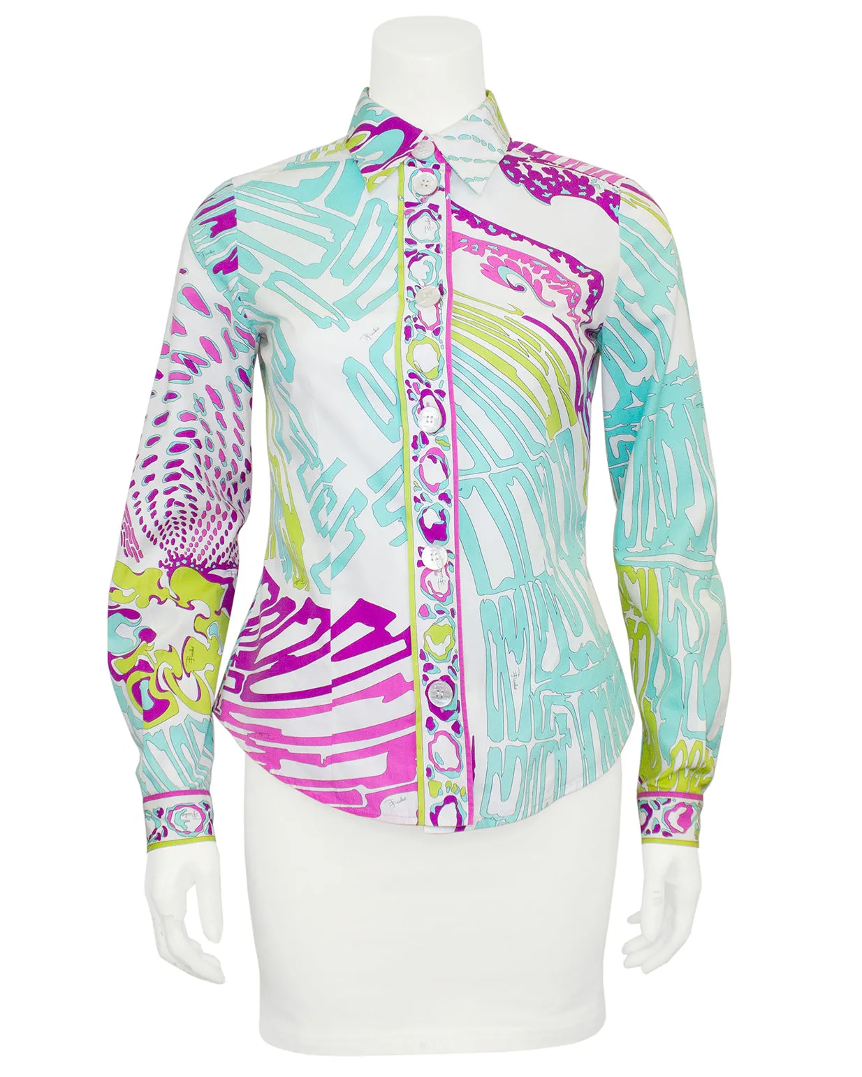 Blue, Green, Pink & Purple Cotton Printed Shirt