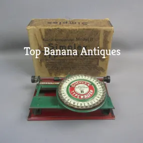 Boxed Simplex Model B Tin Toy Typewriter Edwardian c1910