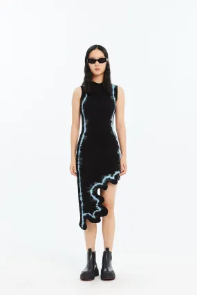 BROOKLYN ECO "TIE DYE" WAVY ASYMMETRIC DRESS