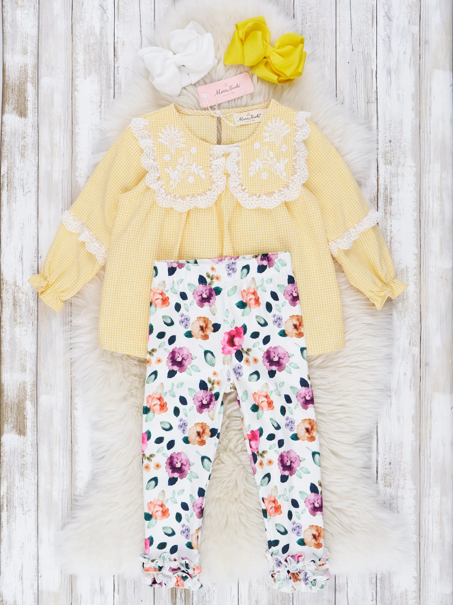 Buttercup Embroidered Watercolor Floral Ruffle Outfit