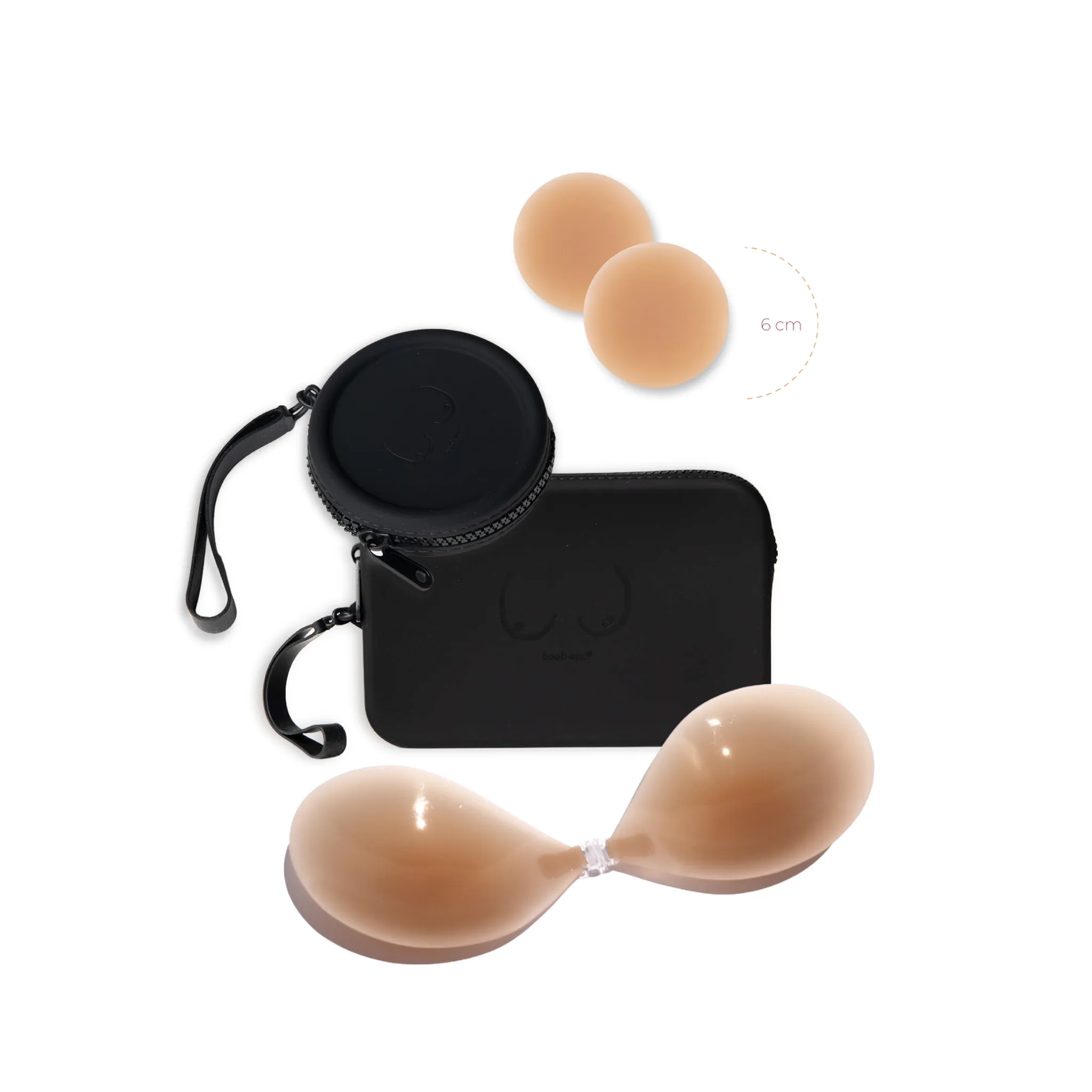 Core Capsule | BLACK - x2 travel cases   x1 stick-on bra   x1 pair of nipple covers