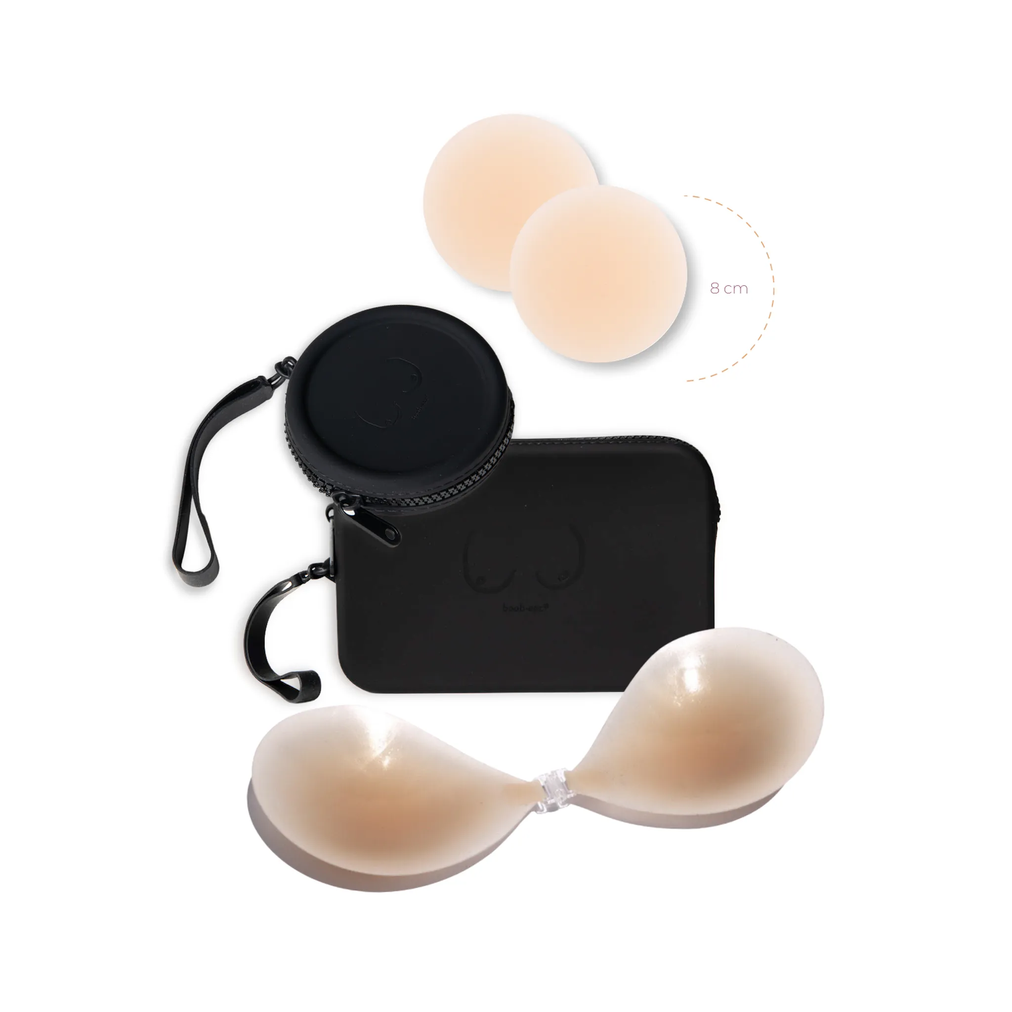 Core Capsule | BLACK - x2 travel cases   x1 stick-on bra   x1 pair of nipple covers