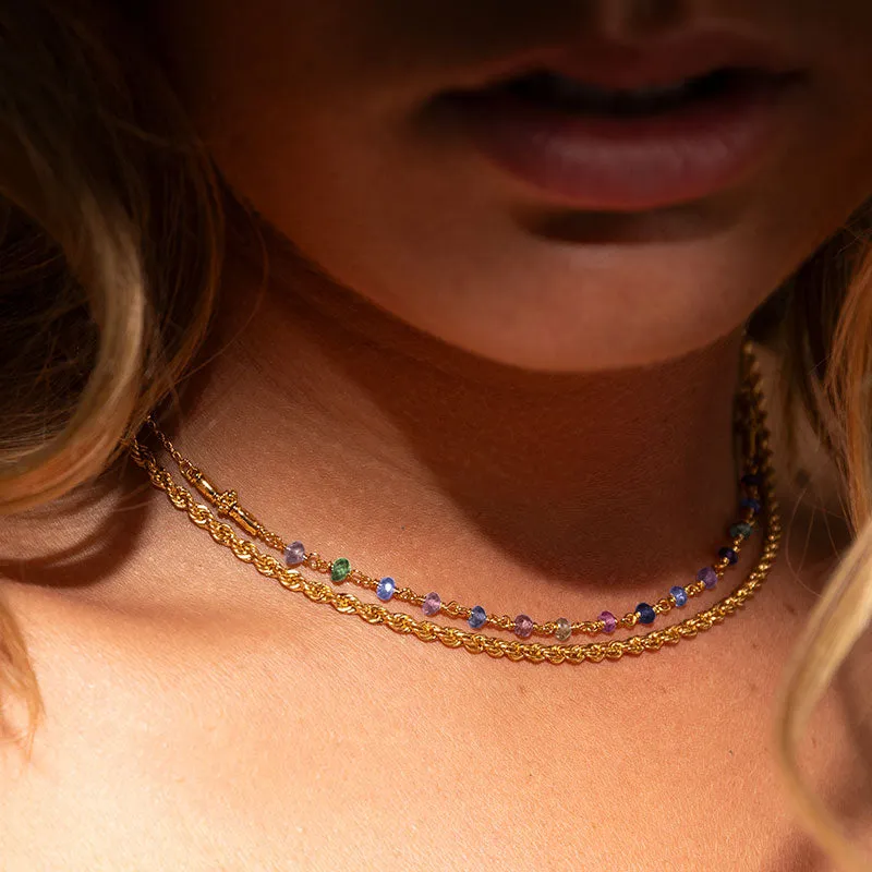 Dorian Collar Necklace, Sapphire, Gold