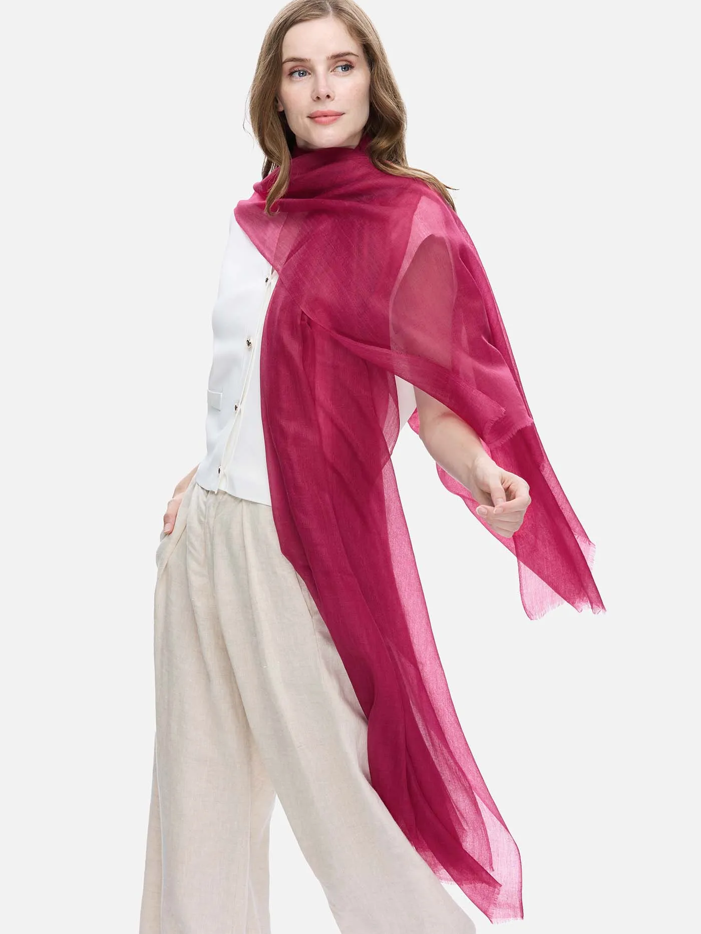 Featherlight Magenta Cashmere Scarf