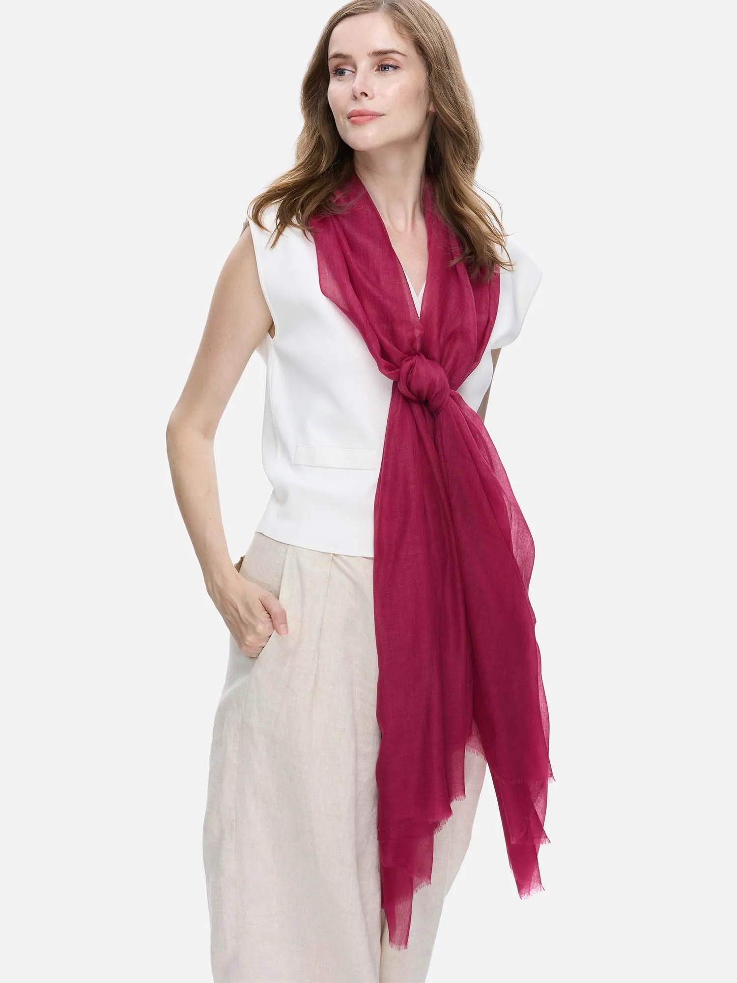 Featherlight Magenta Cashmere Scarf