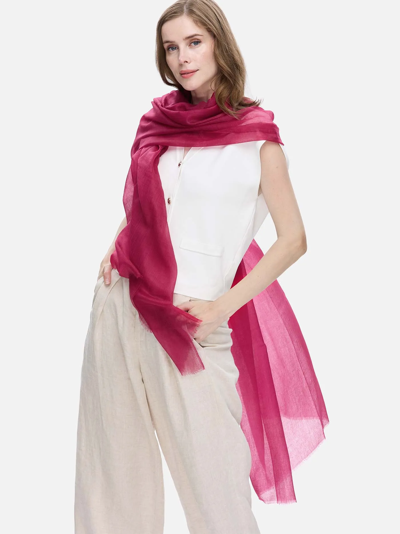 Featherlight Magenta Cashmere Scarf