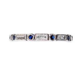 Fine Sapphire and Diamond Platinum Band