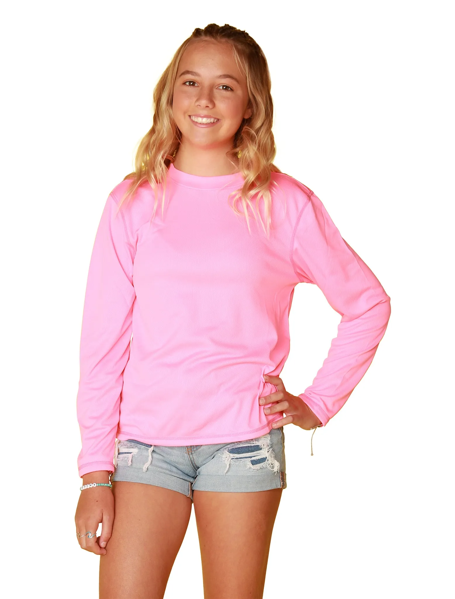 Girls' Long Sleeve Crew neck in birdseye fabrics