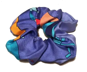 Handmade Hermes Les Folies Du Ciel Silk Scarf Scrunchie