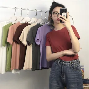 Kawaii Pure Color Short T-Shirt