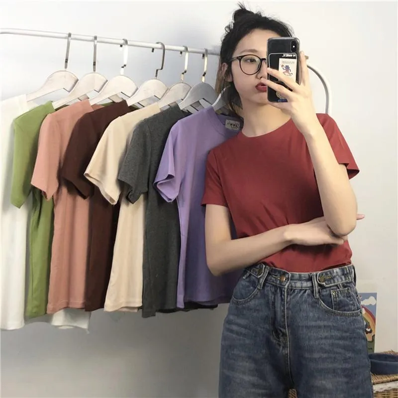 Kawaii Pure Color Short T-Shirt