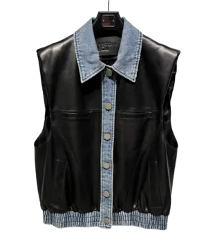 Leather Denim Vest