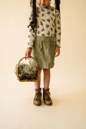 Organic Tee and Corduroy Skirt Set | Olive