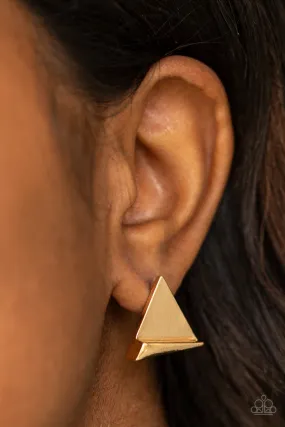 Paparazzi Accessories - Die TRI-ing #E7 Peg - Gold Earrings