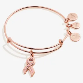 Pavè Breast Cancer Awareness Ribbon Charm Bangle