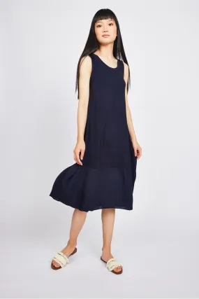 Pistache Crepe Bottom Dress, Navy (C0871)