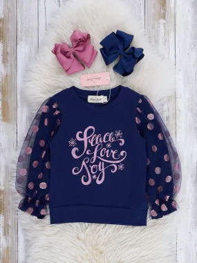 Purple Dots Peace, Love, & Joy Shirt