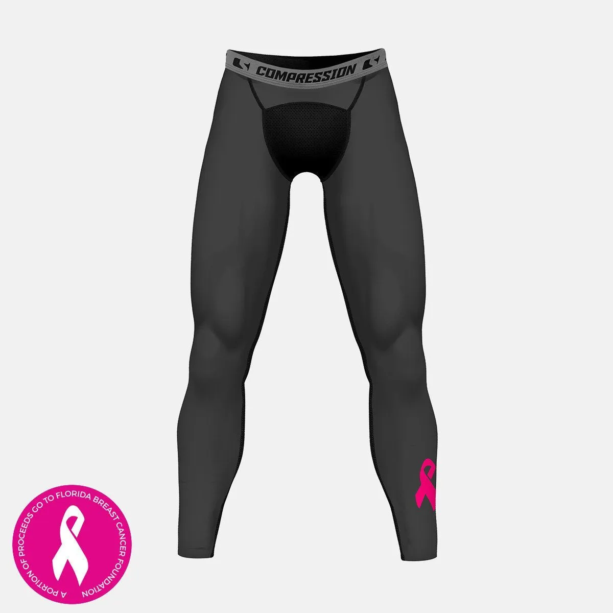 Sleefs BCA Pink Ribbon Basic gray pink ribbon compression tights / leggings