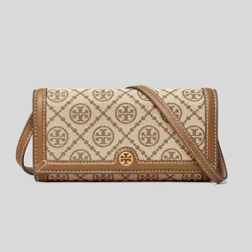 Tory Burch T Monogram Jacquard Wallet Crossbody Hazelnut RS-135846