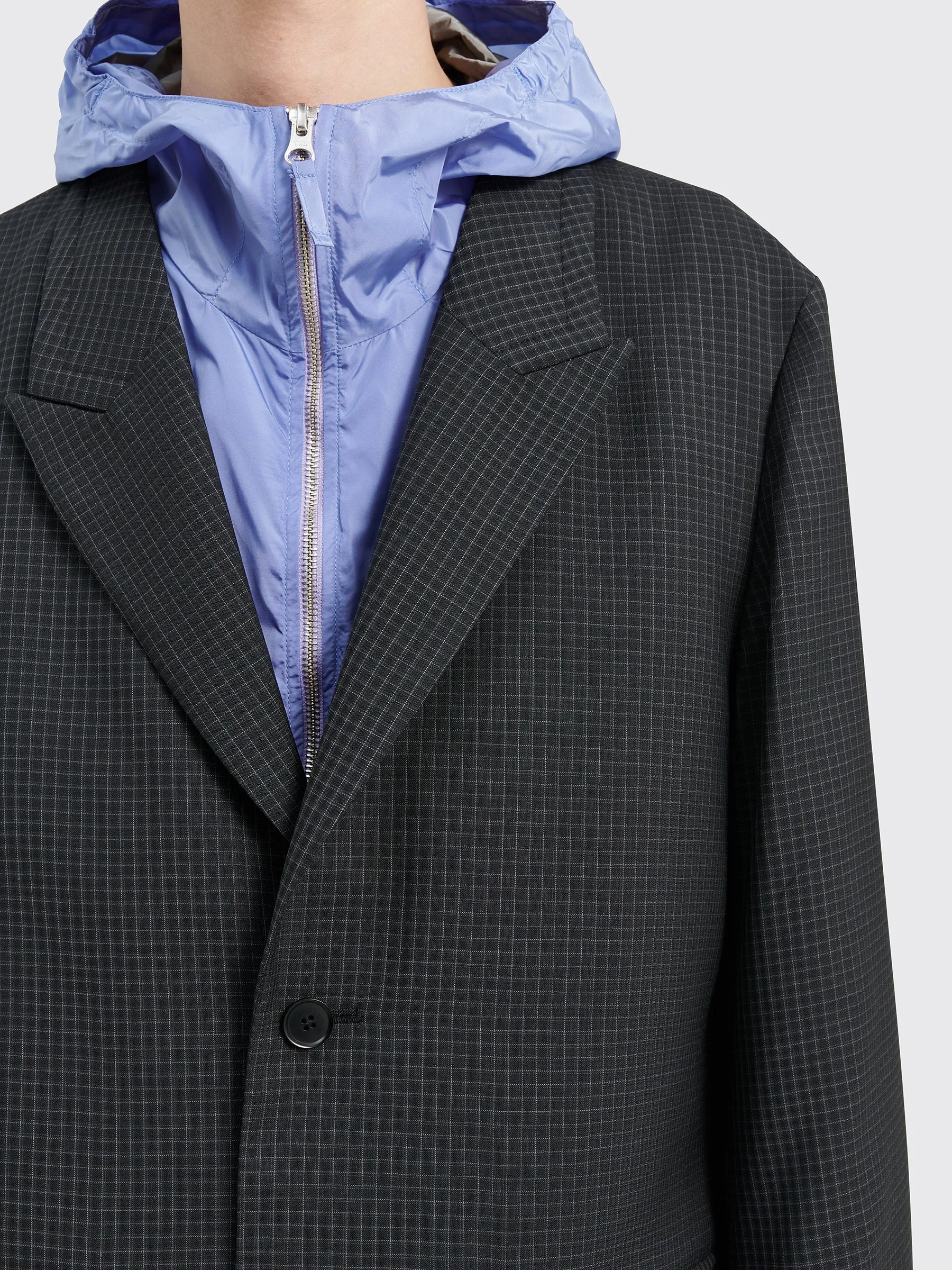 TRS BIEN everywear Peak Lapel Coat Virgin Wool Black Check