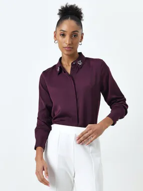 Wardrobe Purple Embellished Detailed Shirt