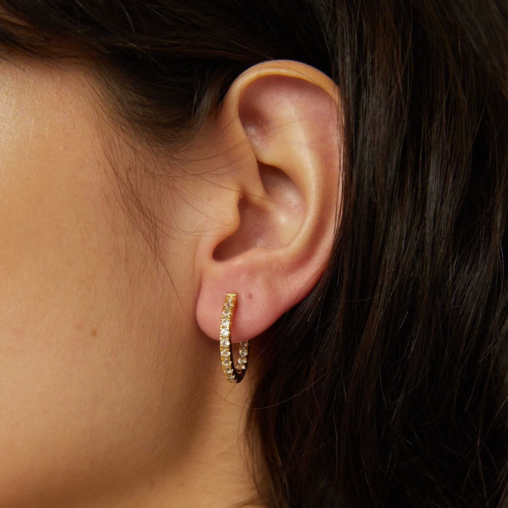 White Sapphire Hoop Earrings