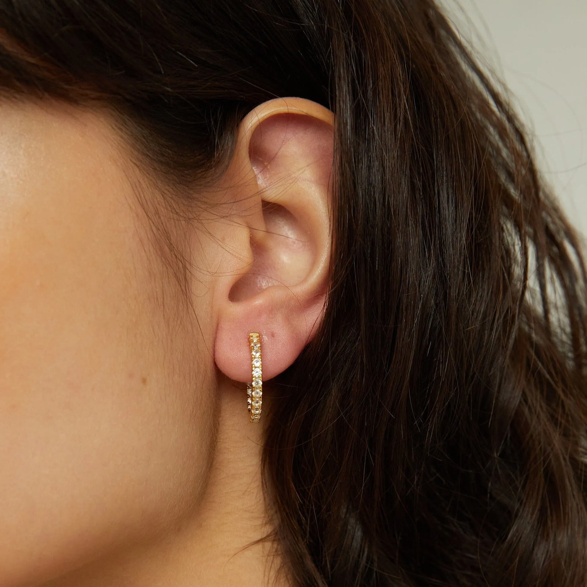 White Sapphire Hoop Earrings