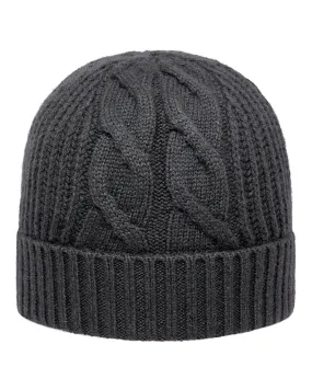 Women's Cable Rib Cashmere Hat Anthracite Grey